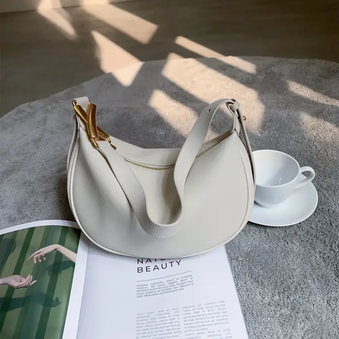 Mn Design-Sac à Main Demi-Lune Hobo en Cuir group pour Femme