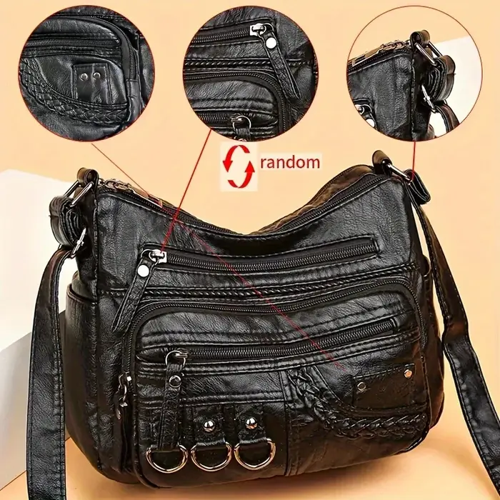 Sac à bandoulière en PU vintage, sac rétro multicouche initié, sac à main et sac à main de mode pour