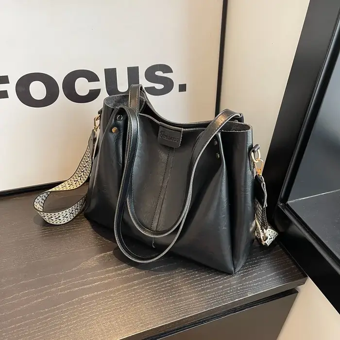 Sac fourre-tout Vintage de grande capacité, nouveau modèle de sac à main avec large bandoulière de q