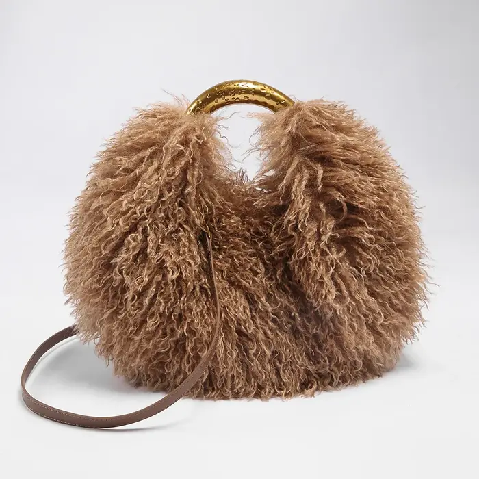 Mode femme longue fourrure laine sac plage fausse