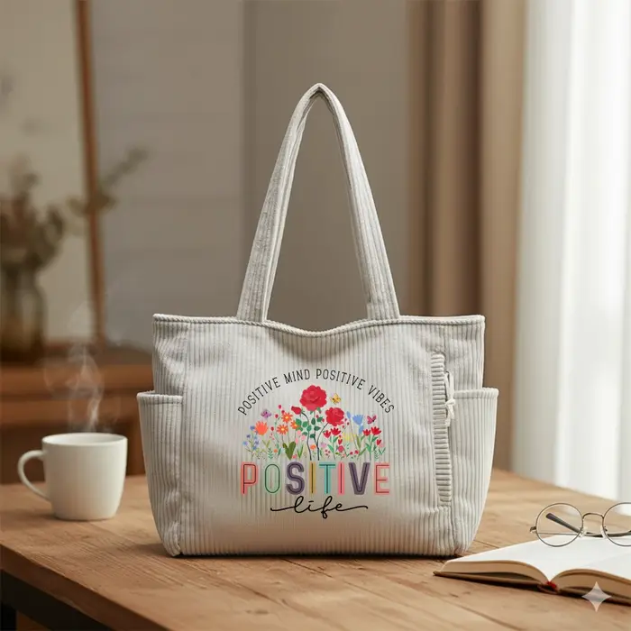 Sac fourre-tout en velours côtelé