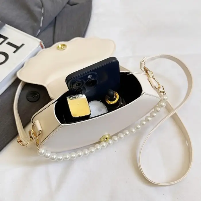 Sac à main avec chaîne de perles françaises pour femmes