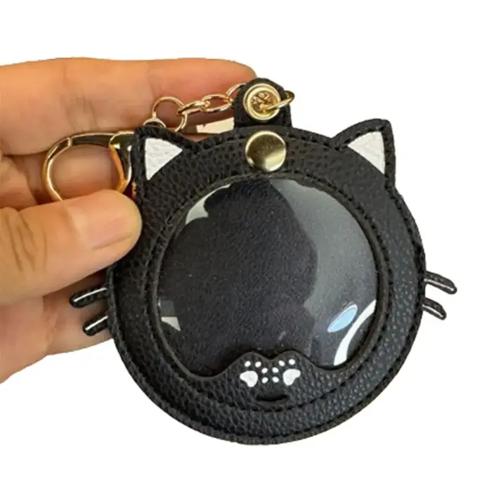 Mini pochette de présentation pour badges, en forme de chat, avec fenêtre transparente, protège-badge, porte-clés créatif de dessin animé, pendentif, accessoires de sac