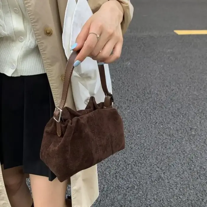 Sac à main rétro en daim pour femme