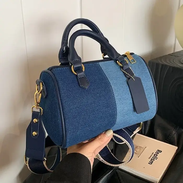 Patchwork Colorblock Mini sacs à main pour femmes Denim épaule