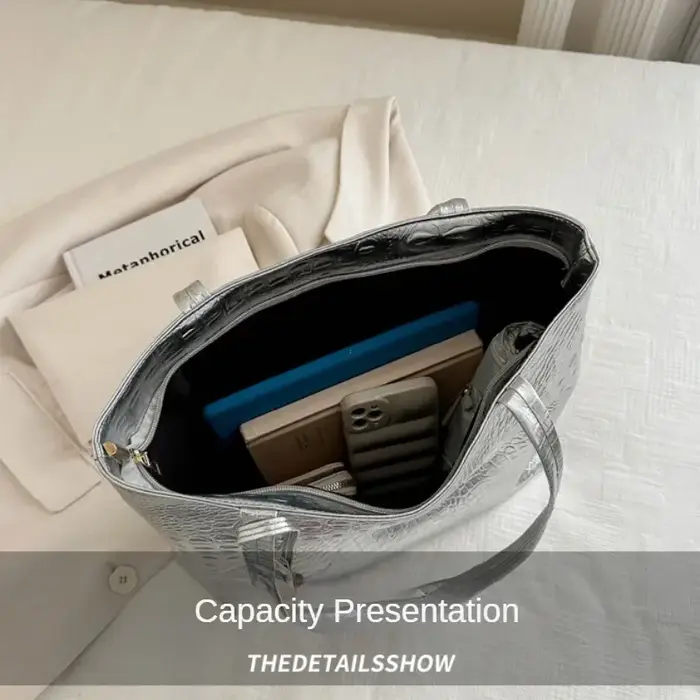 Mode décontracté femmes sacs à bandoulière argent or noir Crocodile Sac à main en cuir PU femme grand Sac fourre-tout