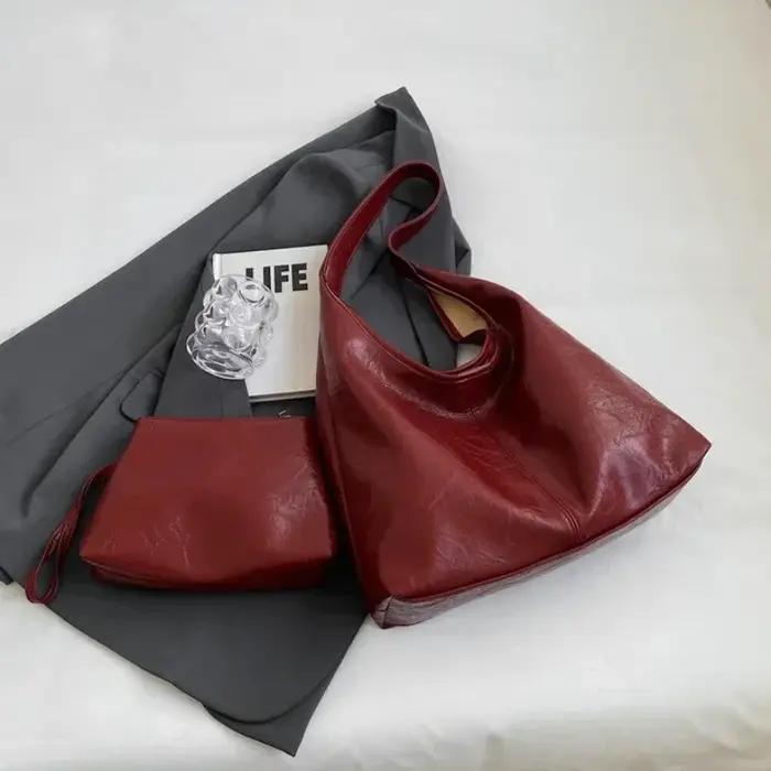 Sac à bandoulière en cuir PU souple pour femmes