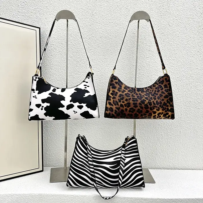 Sac à main en cuir PU imprimé léopard zèbre pour femme, sacs initiés sous les bras, sac à main femme, mode, 03