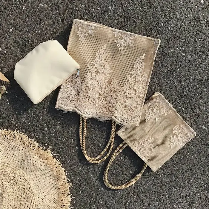 Sac à main en dentelle blanche ivoire pour femmes