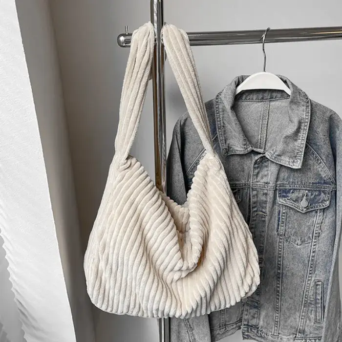 Sac à Main en Velours Côtelé pour Femme