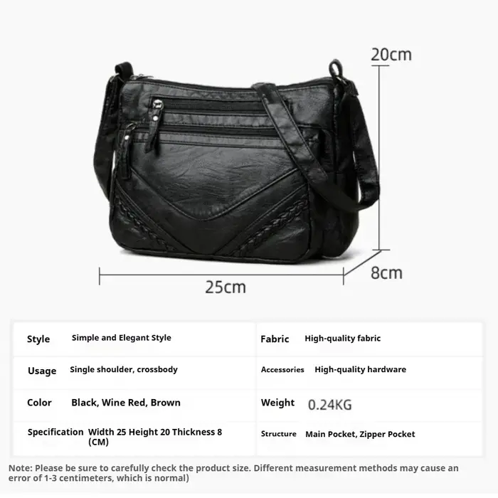 Sac bandoulière pour femme en cuir souple lavé