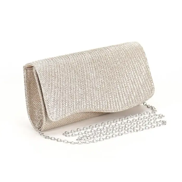 Nouvelle pochette de soirée brillante à paillettes couleur argent