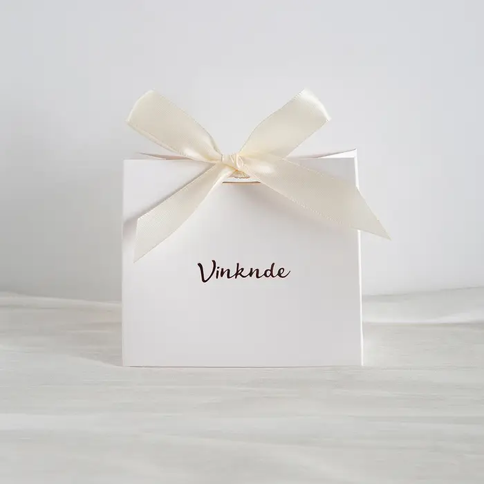 Sac fourre-tout élégant en Kraft blanc rose avec ruban, sacs cadeaux avec Logo personnalisé pour ann