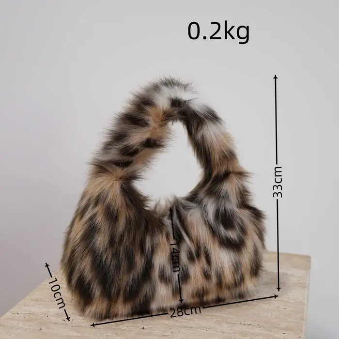 Sac sous les bras Hobos en peluche léopard pour femmes Y2K