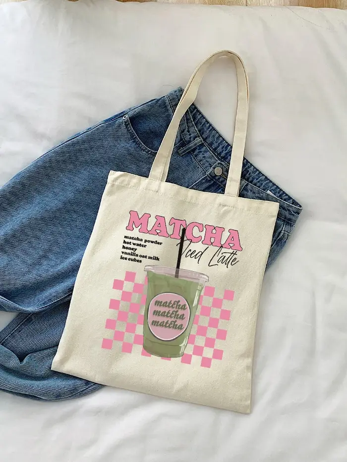 Sac fourre-tout en toile à motif Matcha Latte