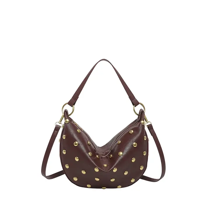 Sac à main à rivets de style punk, sac à bandoulière polyvalent en cuir PU de haute qualité pour femme, idéal pour les sorties quotidiennes.
