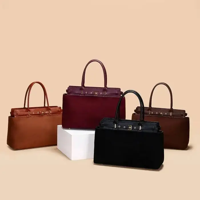 Hiver mat café Camel grand fourre-tout Style russe Faux daim cuir PU femmes sac à main Nubuck banlieue bureau sac à bandoulière