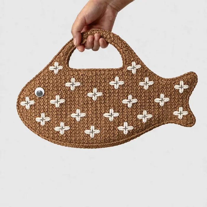 Sac en paille de raphia tressé