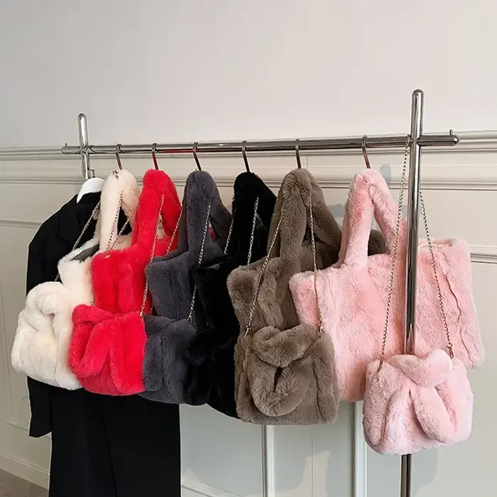 Sacs à main fourre-tout en fausse fourrure pour femmes