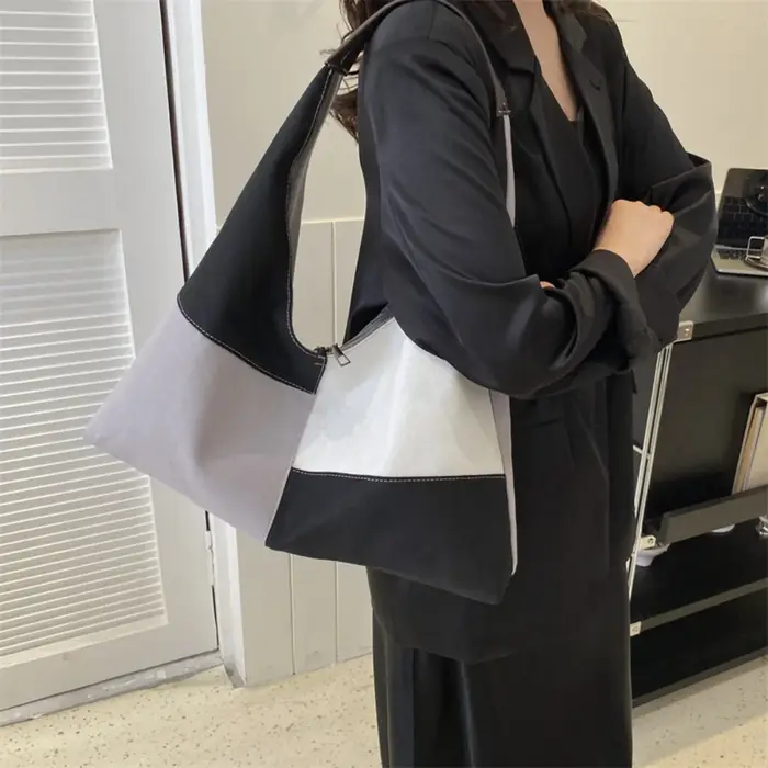 Hobo sacs pour femmes multicolore épissure sac à bandoulière grande capacité décontracté toile