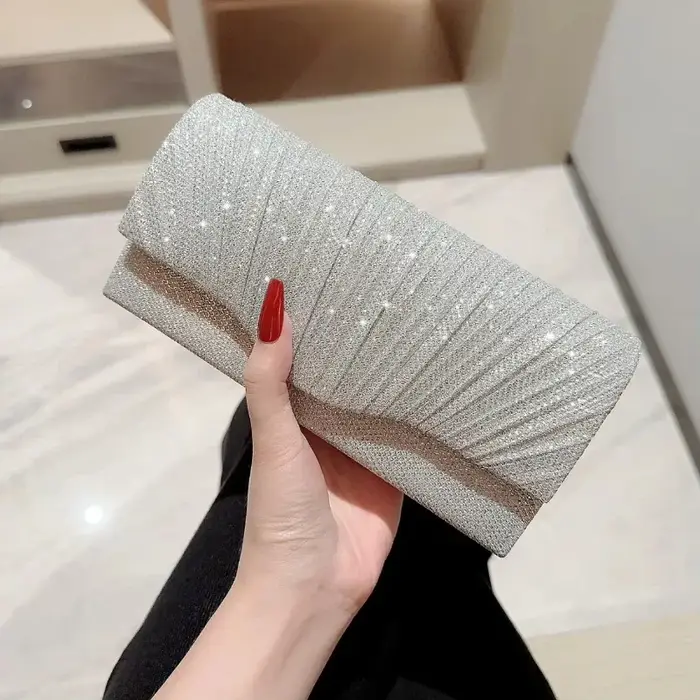 Pochette à paillettes argentées pour femmes