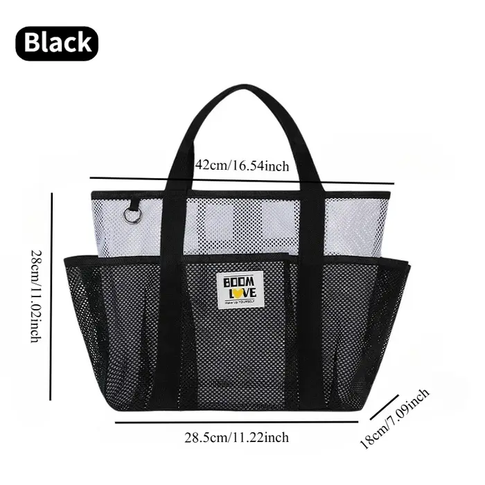 Grand sac de plage en maille, léger et respirant, pliable, multi-poches, sac de piscine pour le voya