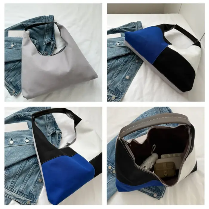 Hobo sacs pour femmes multicolore épissure sac à bandoulière grande capacité décontracté toile