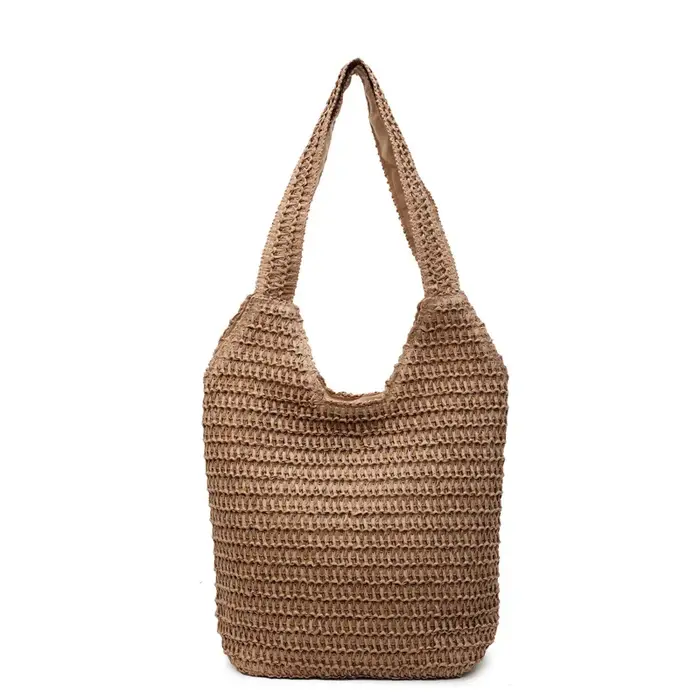 Nouveau Sac à Bandoulière Grande Capacité en Paille Tressée Style Vacances Printemps-Été 2026