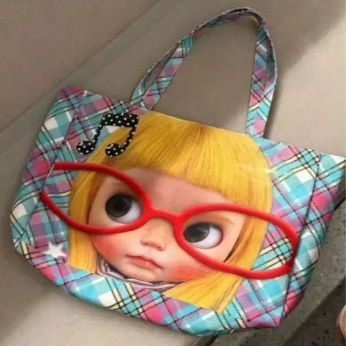 Sac fourre-tout imprimé Y2K Cartoon Big Eye Girl