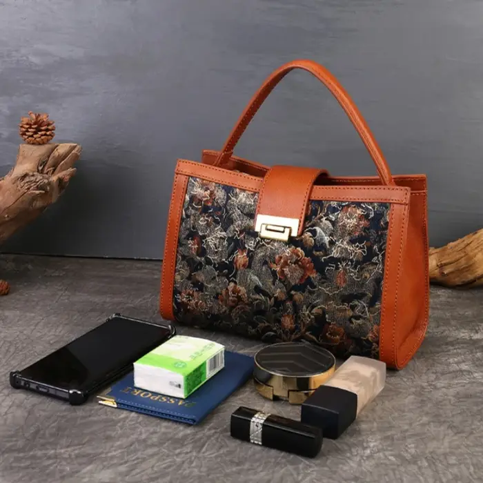 Sac fourre-tout convertible pour femme avec broderie vintage