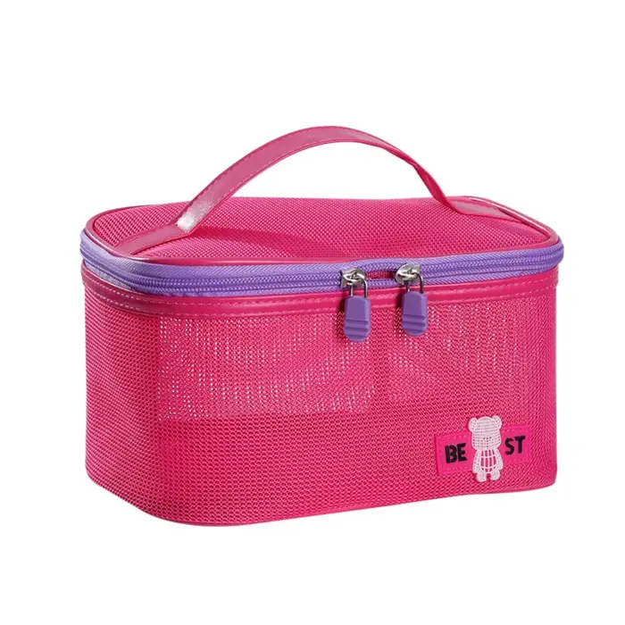 Sac à main de grande capacité en cuir PU de forme carrée, trousse de maquillage, trousse de toilette