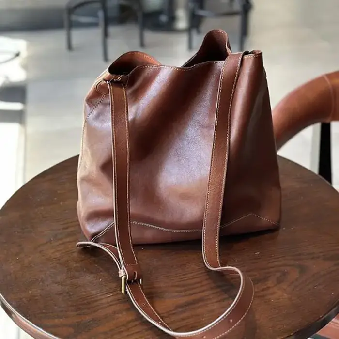 Sac seau coréen en cuir de vache pour femme, fourre-tout vintage de grande capacité, sac de shopping