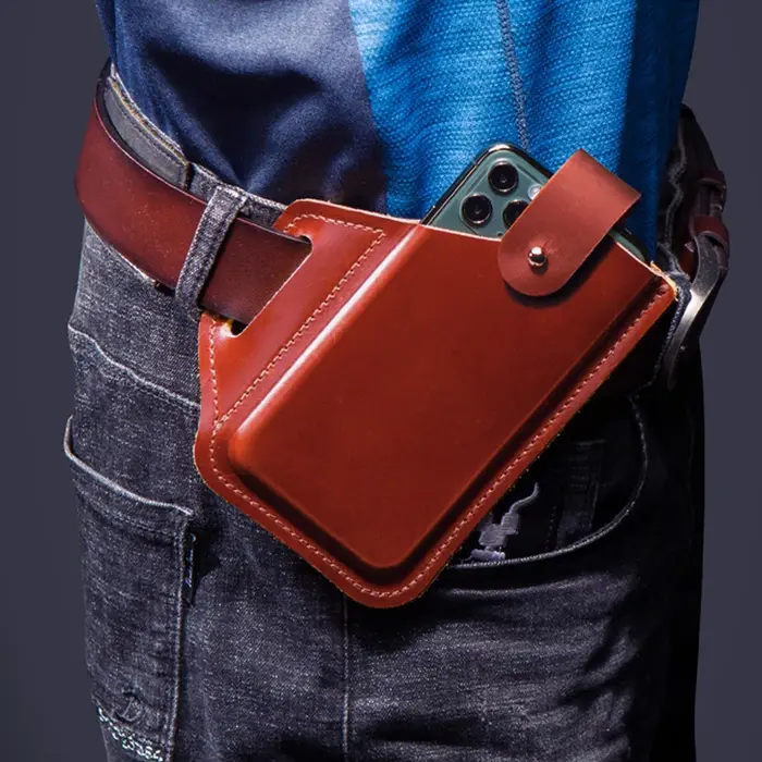 Pochette de téléphone de ceinture en cuir