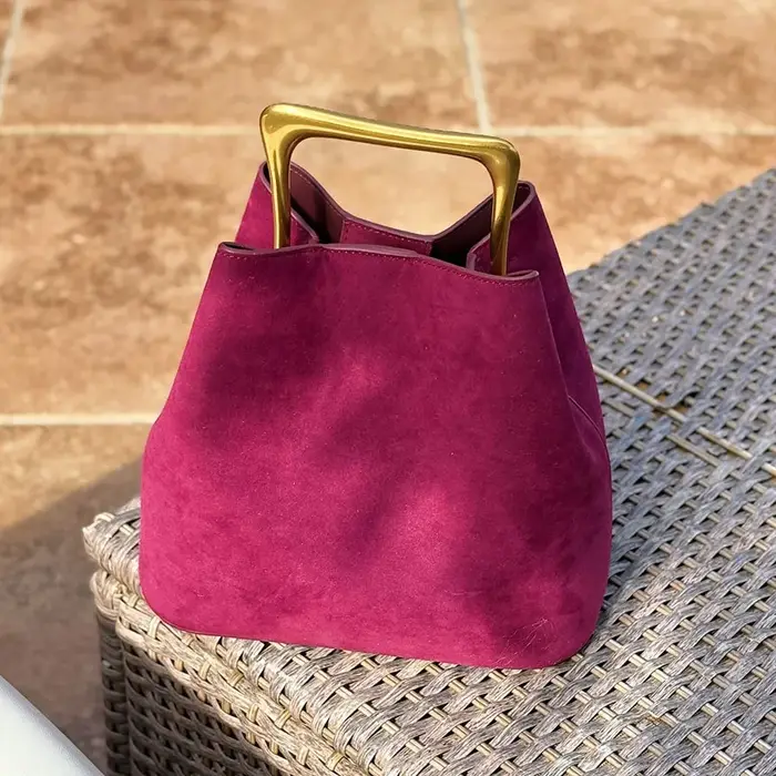 Véritable daim cuir femmes épaule bandoulière seau sac de luxe concepteur Ladeis petit sac à main po