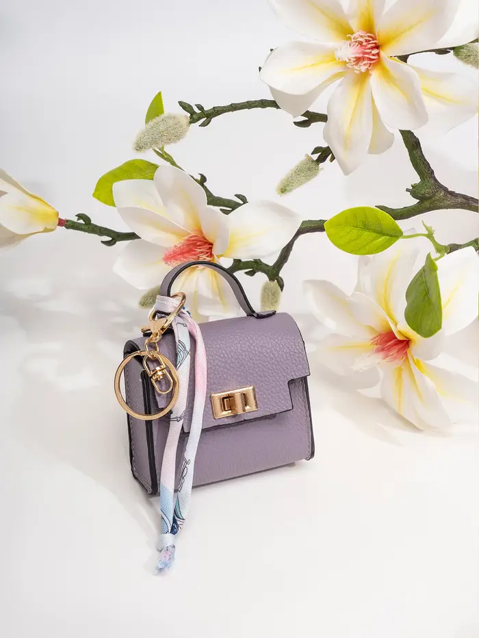 Mini sac carré tendance avec porte-clés
