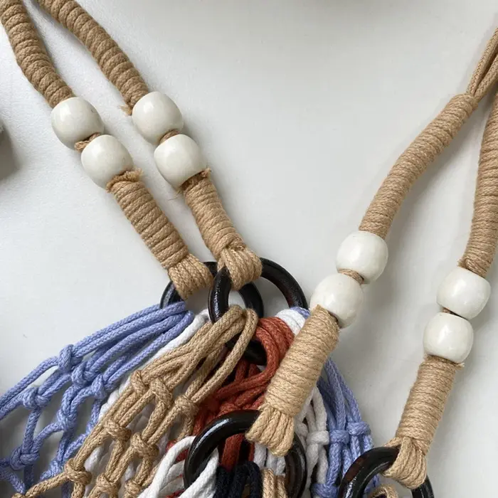 Sac fourre-tout en maille à franges style bohème