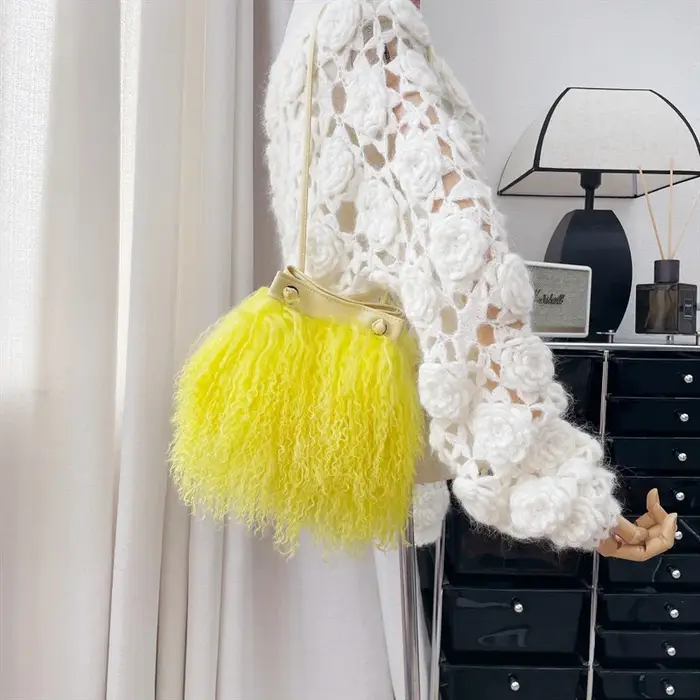 Nouveau Sacs à main en fourrure mongole femmes sac seau