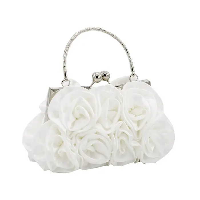 Pochette à fleurs en Satin, sac à main Roses, sac de soirée, Style doux, forme carrée douce, sac à m
