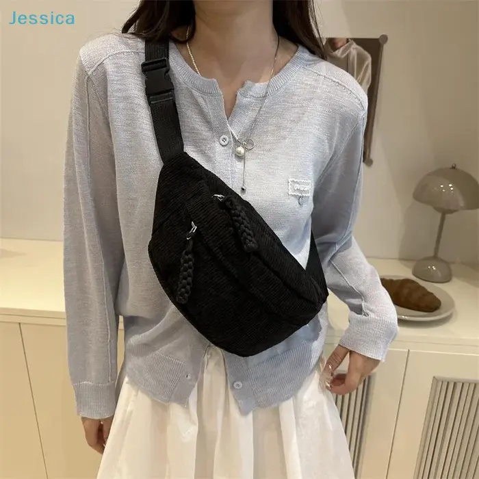 ♥ Sac banane en velours côtelé pour femmes