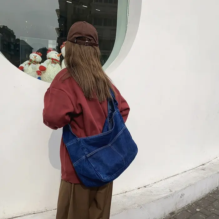 Sac à main en denim réutilisable pour femme