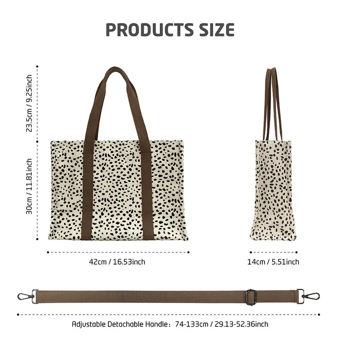 Sac fourre-tout en toile imprimé léopard