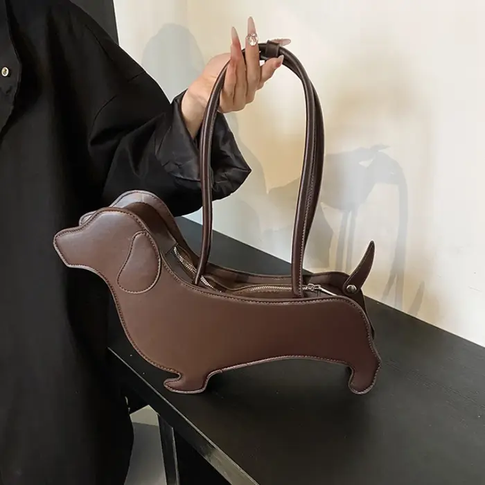 INS – sac à bandoulière teckel tridimensionnel en cuir PU