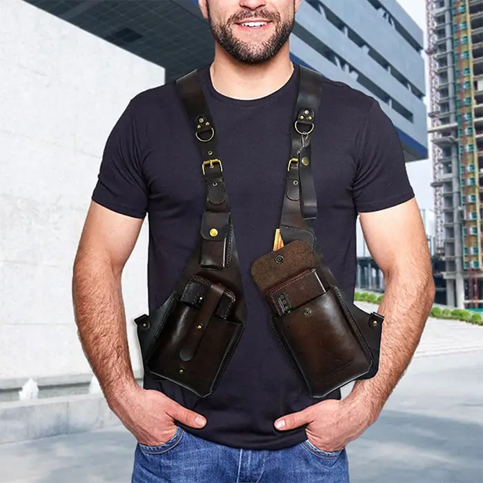 Style européen américain rétro en cuir PU bandoulière sous les bras sac