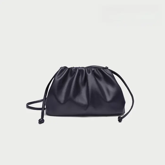 Sac nuage froncé bordeaux chic pour femme, sac à bandoulière type dumpling