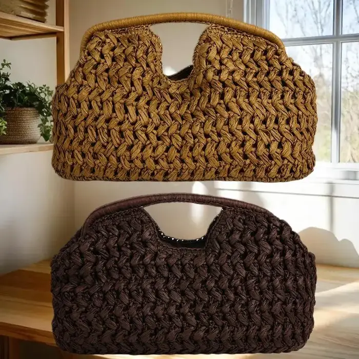 Sac à main en paille élégant pour femmes, sac à bandoulière polyvalent pour la plage, sacs tissés exquis sous le bras et de soirée, cadeau