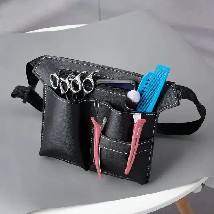 1PC coiffeur ciseaux sac Salon barbier PU cuir taille pochette avec ceinture