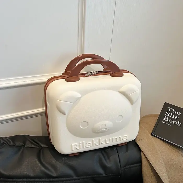 Mini ours dessin animé valise de voyage sac de maquillage sac à main pour femme boîte à bagages ferm