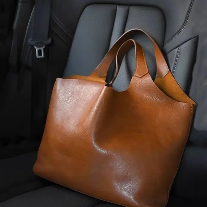 Sac fourre-tout en cuir souple marron de grande capacité pour femmes, sac à main et bourse de luxe m