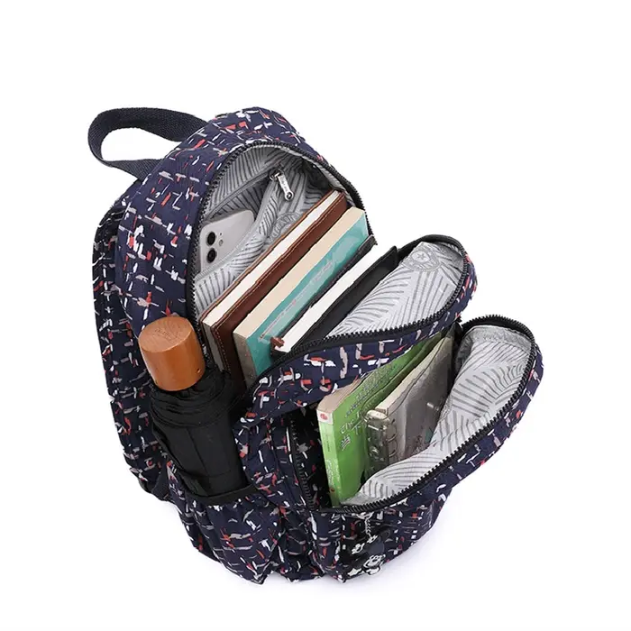 TEGAOTE noir bleu violet Nylon fleur motif mode décontracté A4 fille garçon femmes hommes école sac à dos léger sac de voyage M1318