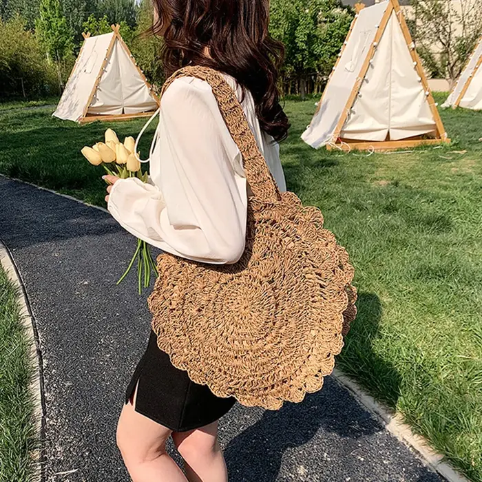 Sac de plage rond en paille